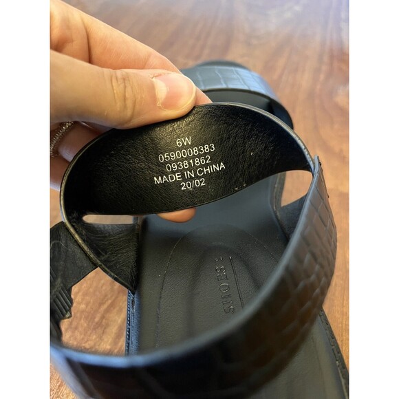 ASOS Chunky Platform Heel Sandals Truffle Collection Black Buckle 6 Faux Leather - Picture 12 of 12